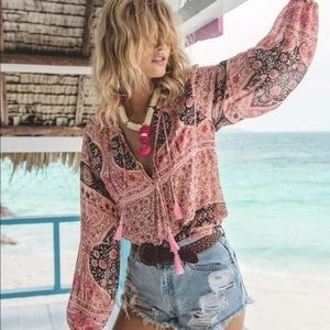 Spell and Gypsy aloha fox blouse XS
